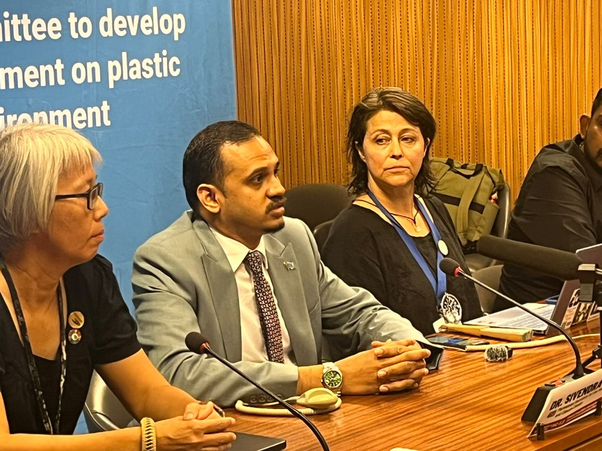 brkfreeplastic's tweet photo. @GAIAnoburn @C4Center #Fiji Delegate Dr. S. Michael at @GAIAnoburn #INC52 #PlasticsTreaty press conference: 'For the #PSIDS, the lack of article 6 is of concern (...) We cannot keep mopping the floor without turning off the tap. We need legally binding global measures to control [plastic] production.' https://t.co/VrLJYIBN2e