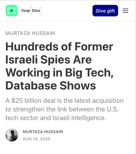Hundreds of former Israeli spies are working in Big Tech, database shows

See next post for link