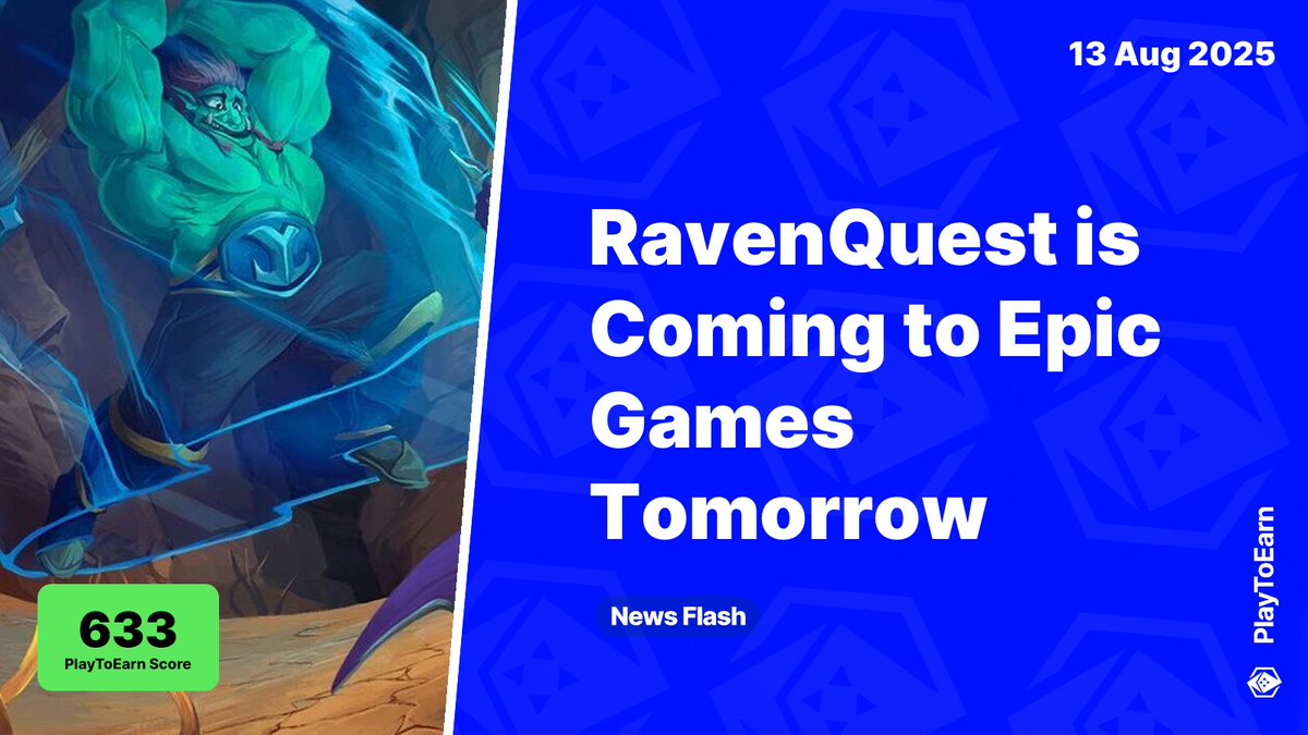 PlayToEarn (@playtoearn) on Twitter photo RavenQuest is Coming to Epic Games Tomorrow With the Treasures Below Expansion ⚔️
PlayToEarn Score: 633 📈
🎮 Web3 MMORPG <a href="/RavenQuestGame/">RavenQuest</a> will arrive on the Epic Games Store on August 15 with its first major expansion, Treasures Below
Read more 🧵 RavenQuest is Coming to Epic Games Tomorrow With the Treasures Below Expansion ⚔️
PlayToEarn Score: 633 📈
🎮 Web3 MMORPG <a href="/RavenQuestGame/">RavenQuest</a> will arrive on the Epic Games Store on August 15 with its first major expansion, Treasures Below
Read more 🧵