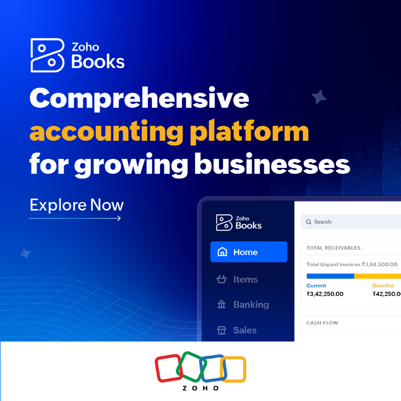 ZohoBooks's tweet photo. Zoho Books is a powerful cloud accounting platform that streamlines your entire business finance. From core accounting and stock tracking to bank reconciliation, project management, automating workflows, and GST compliance, Zoho Books does it all.

All-in-One Finance Made Easy.
