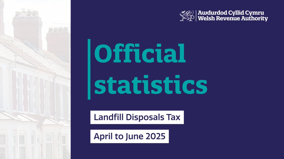 📊 Statistics 

Today, we’ve published our latest official statistics for Landfill Disposals Tax for April to June 2025. Read our statistical release in the link. 

➡️ gov.wales/landfill-dispo…