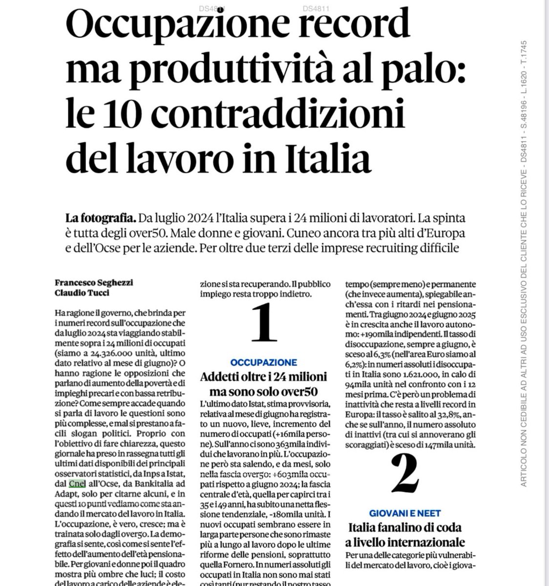 Francesco Seghezzi (@francescoseghez) on Twitter photo Oggi sul <a href="/sole24ore/">IlSole24ORE</a> con Claudio Tucci un punto sull’occupazione in Italia tra luci e ombre. Ovviamente ci sarebbe tanto altro da dire e da approfondire, i cambiamenti in corso sono tanti e di molti non abbiamo ancora gli elementi per capire fino in fondo costa sta succedendo. Oggi sul <a href="/sole24ore/">IlSole24ORE</a> con Claudio Tucci un punto sull’occupazione in Italia tra luci e ombre. Ovviamente ci sarebbe tanto altro da dire e da approfondire, i cambiamenti in corso sono tanti e di molti non abbiamo ancora gli elementi per capire fino in fondo costa sta succedendo.