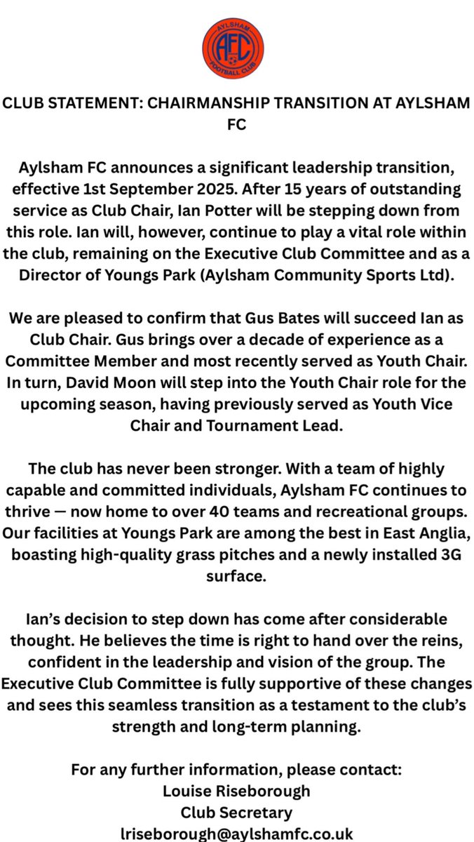 Aylsham FC tweet media