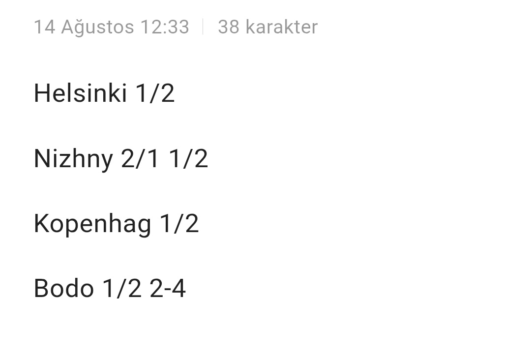 Bahsettiğim 4 maç bunlar
Şimdi bêğêni ve rt atan arkadaşlar bana Dm'den sadêcê nokta göndêrin têk têk göndercem kalan 4 maçı sistêm yapacaz en az 3✏️ yeşil hedefimiz 
Ben têk bir sistem deniyorum 2 haftadır sırası bu hafta sonu geldi diye tahmin ediyorum o zaman görün buraları💸