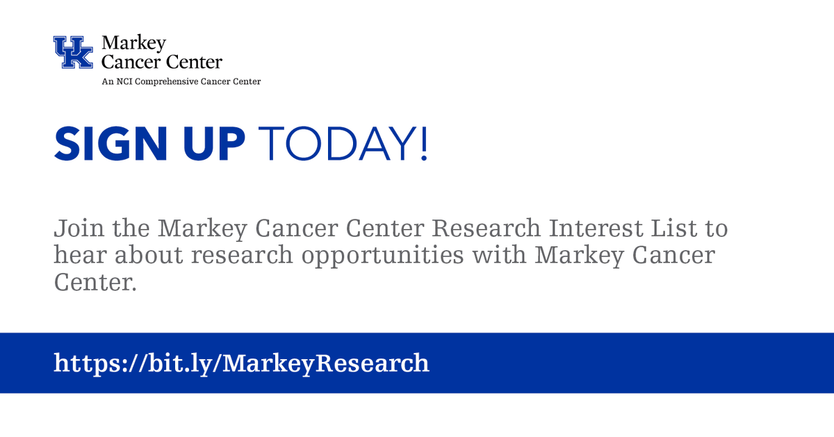 KCP_East's tweet photo. Sign-up and hear about research opportunities at Markey Cancer Center - https://t.co/T7taesLJ8Q https://t.co/6XJlfisJwM