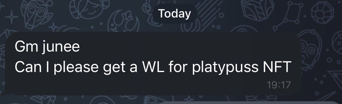 No prior messages.. just straight business.

How do you guys even get my telegram?

P.s I always run spots on my group @lfgecho