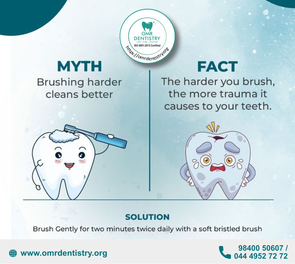 DentistryOmr's tweet image. "It’s not about brushing harder, it’s about brushing smarter. Be gentle—your teeth will thank you!"
#DentalCareTips #BrushSmart #HealthySmile #OMRDentistry #DentistInThoraipakkam #DentalClinicInSholinganallur #GoodDentistInChennai