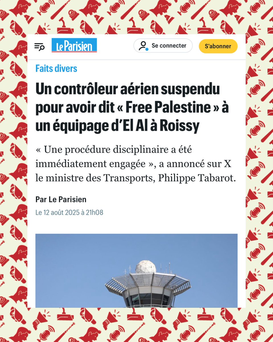 SwordOfSalomon's tweet photo. 🚨✈️🇫🇷SIGNALEMENT : Selon mes informations, Antoine Dzyga est le contrôleur aérien qui, le 11 août au matin, a mis en danger les passagers du vol El Al Paris–Tel Aviv en lançant un “Free Palestine” 🇵🇸 aux pilotes juste après le décollage depuis Roissy-CDG.

 📡🛫 Rattaché au CRNA Nord d’Athis-Mons, DJ à ses heures perdues, il aurait eu tout le temps de mixer à la prochaine fête de l’Huma… si notre administration n’était pas aussi laxiste.

Le Ministre @PhilippeTabarot a annoncé sa suspension et l’ouverture d’une procédure disciplinaire, affirmant que “la sanction devra être à la hauteur de la gravité des faits”.

Pourtant, selon des échos internes, il ne risquerait qu’un simple blâme et un mois de mise à pied… malgré un manquement grave à la neutralité du service public et une atteinte directe à la sécurité aérienne.

@DGAC, êtes-vous pieds et poings liés face à la toute-puissance des syndicats des aiguilleurs du ciel ? 

@PhilippeTabarot, svp, tenez votre promesse de fermeté.

ℹ️ À noter : ses comptes Instagram et Facebook ont mystérieusement disparu… Aurait-il quelque chose à cacher ? (Liens cassés donc comptes supprimés)

⚖️ Cc @BrunoRetailleau @Interieur_Gouv @GroupeADP @GDarmanin @Ecologie_Gouv @IsraelenFrance