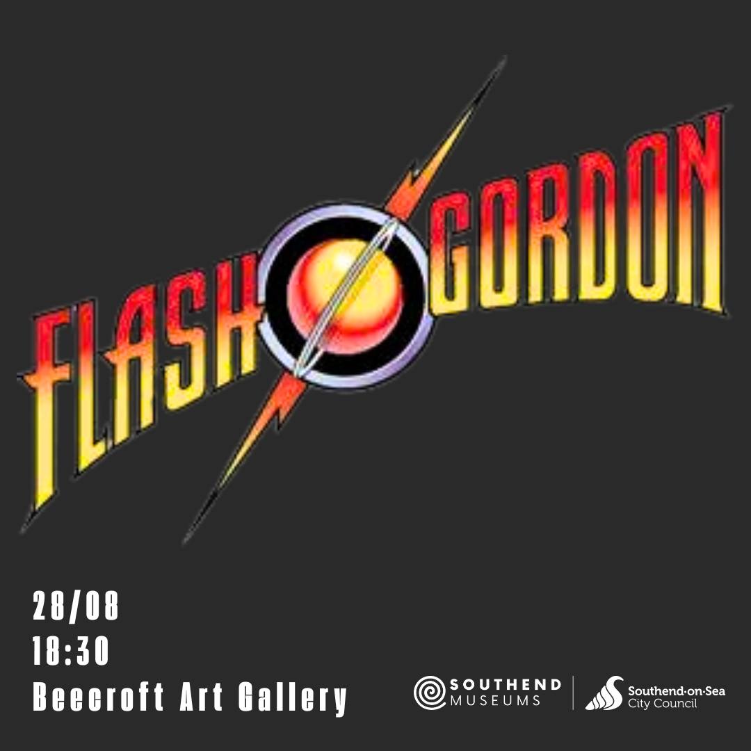 VisitSouthend's tweet photo. BEECROFT CINEMA CLUB 🚀🎬

Join @SouthendMuseums this August and blast off to planet Mongo with ‘Flash Gordon (1980)’, a superhero space adventure! ⚡️

🗓 Thursday 28 August  
🍿 Doors 6pm  
📍 @beecroftartgallery 
🪐 11+ only | PG | 1hr 51min 
👉  https://t.co/vUrgUkpTq7 https://t.co/mAjedK2OBW