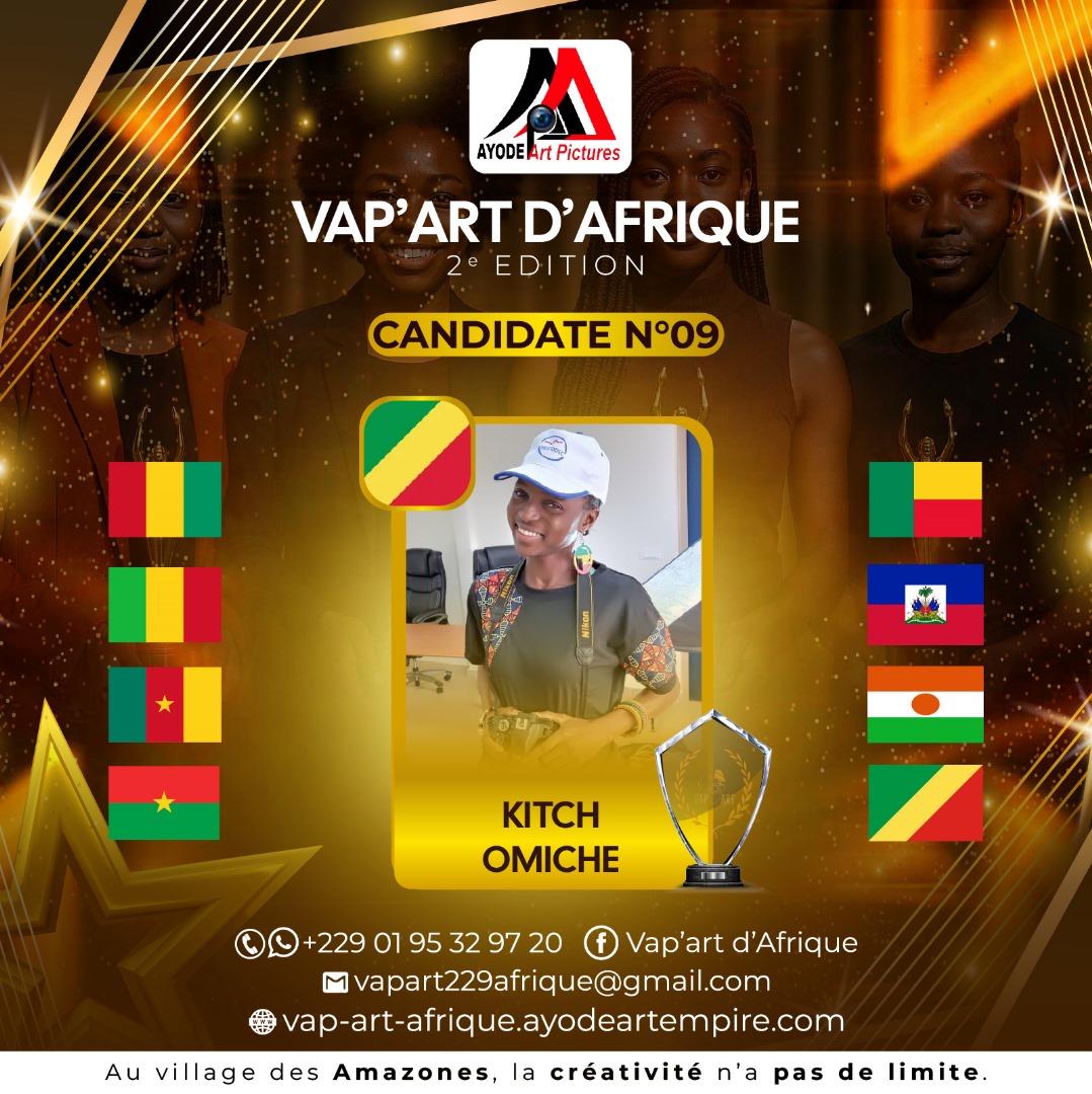 Kitch Omiche, photographe congolaise et fondatrice de SOS Dépression, œuvre pour la santé mentale et l’autonomisation. Entrepreneure et communicante, elle s’illustre dans l’événementiel, la mode et la photo, avec un parcours riche en collaborations artistiques et culturelles.
