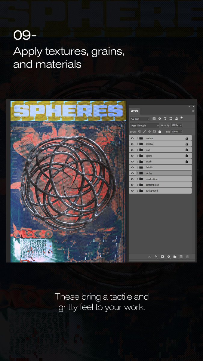 losxytwo's tweet photo. Step 9 Apply textures, grains, and materials. 
+Bonus Sometimes adding different colours make the work pop, small changes can make a big impact.  

Thanks for watching! If you have questions, want feedback, or just want to connect feel free to reach out. https://t.co/QqWNFPGIUK