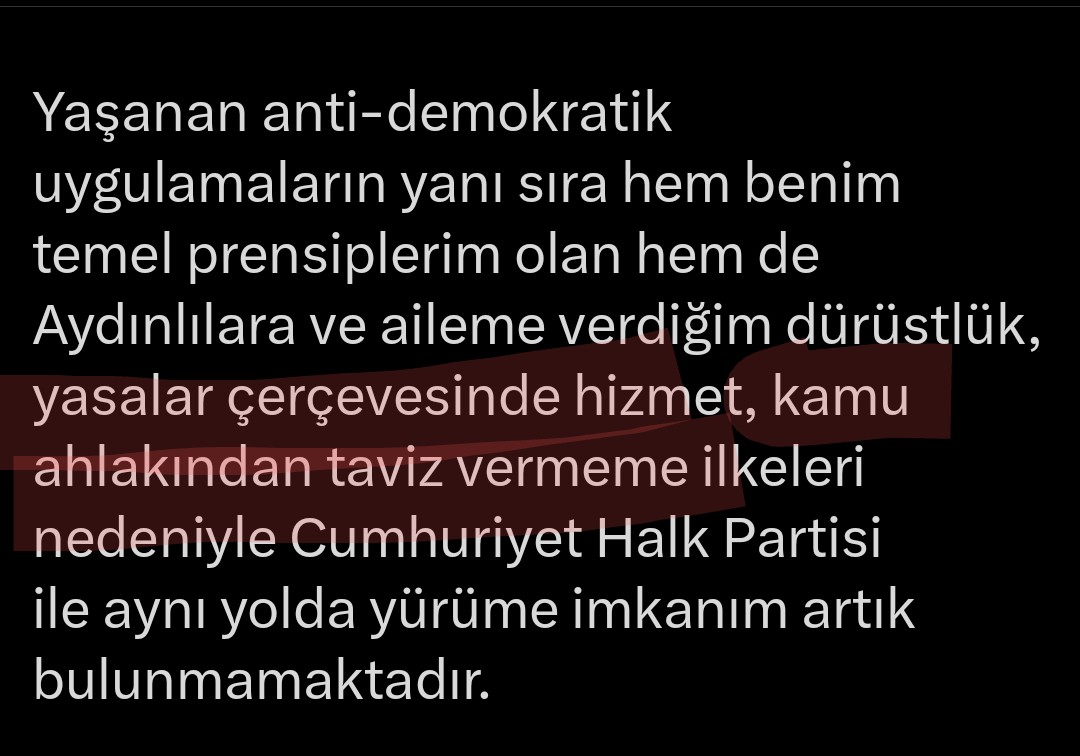 Aydın Büyükşehir Belediye Başkanı Özlem Çerçioğlu, YASALAR ÇERÇEVESİNDE VE KAMU AHLAKINDAN TAVİZ VERMEDEN CHP'DE SİYASET YAPMA İMKANI KALMADIĞI İÇİN CHP'DEN İSTİFA ETTİĞİNİ duyurdu. Özgür Özel bu açıklamanın detaylarından korktuğu için rüzgar yaptı.