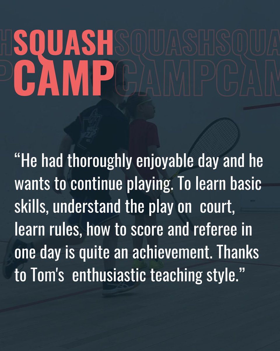 Looking for a great summer activity?  There are still spaces in our summer camps, running every Tuesday and Thursday until the end of August. Book today! 

shop.squashwales.com/collections/su…

#SquashCamps #SummerFun #KidsActivities #SquashWales #SportWales