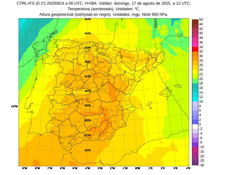 AEMET_Andalucia's tweet photo. Temperaturas altísimas en la troposfera durante el fin de semana especialmente el domingo debido a una dorsal anticiclónica muy potente. Anomalías cálidas muy grandes. El domingo a las 12 UTC el aire a unos 800 metros de altitud sobre la vertical de Málaga estará a unos 32º C. https://t.co/8H6Vg8LD9w