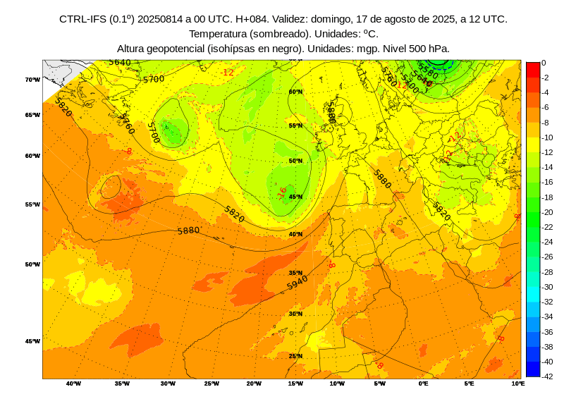 AEMET_Andalucia's tweet photo. Temperaturas altísimas en la troposfera durante el fin de semana especialmente el domingo debido a una dorsal anticiclónica muy potente. Anomalías cálidas muy grandes. El domingo a las 12 UTC el aire a unos 800 metros de altitud sobre la vertical de Málaga estará a unos 32º C. https://t.co/8H6Vg8LD9w