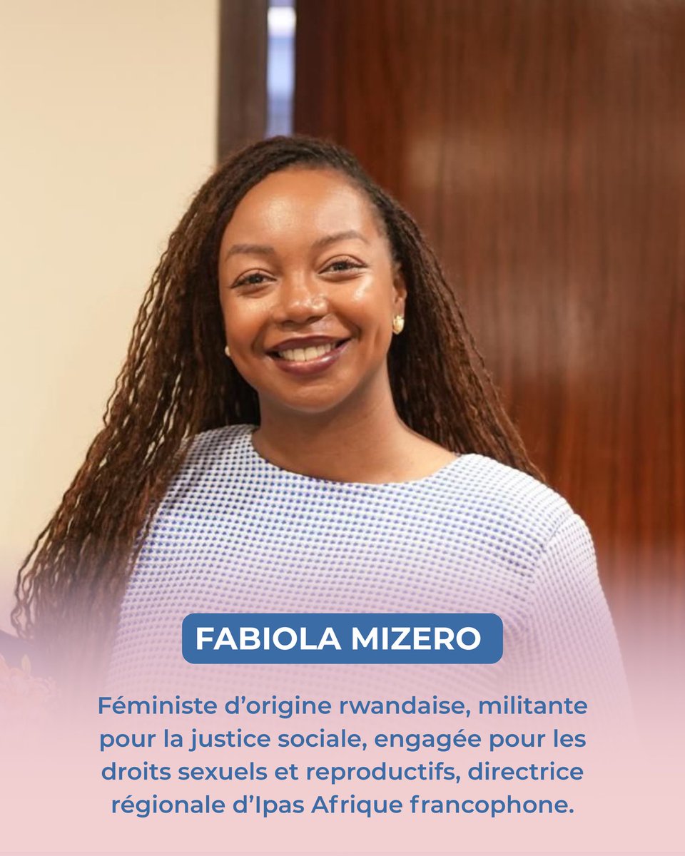 Jfad_Ong's tweet photo. Ces féministes africaines que vous devez absolument connaître 🤩

🚀 Fabiola Mizero Ngirabatware

Fabiola Mizero Ngirabatware est une féministe d’origine rwandaise et militante pour la justice sociale. Elle est engagée pour les droits sexuels et reproductifs, l’égalité de genre et la transformation des structures de pouvoir dans les organisations et les communautés. ✊🏾

Fabiola possède un riche parcours académique et professionnel, marqué par plus de dix années d’expérience en développement organisationnel, gouvernance féministe et accompagnement de mouvements sociaux, en Afrique et à l’international. Elle a travaillé avec des organisations telles que Plan International, le Centre des organismes communautaires, la Fondation Batonga, Elle Magazine, et a fondé son propre cabinet de conseil, Mizero Consulting, spécialisé dans les stratégies de gouvernance inclusive et la lutte contre les oppressions.

Fabiola a dirigé et conseillé plusieurs initiatives majeures visant à renforcer le leadership collectif et l’équité au sein des organisations. En tant que consultante, elle a collaboré avec des institutions comme l’UNESCO, Care International, le Global Fund for Women, le Digital Freedom Fund ou encore ISDAO, accompagnant leur transformation vers des modèles de gouvernance plus participatifs et féministes.

Actuellement directrice d’Ipas Afrique Francophone, elle pilote des programmes ambitieux pour garantir l’accès à la contraception et à l’avortement sécurisé, et pour promouvoir une approche intersectionnelle de la santé et des droits sexuels et reproductifs.

Co-initiatrice de l'Université d'Eté féministe Afrique de l'Ouest et du Centre, elle porte la voix des femmes africaines dans les espaces de décision, du local à l’international à travers ses interventions. 

Nous vous invitons à découvrir davantage son parcours, ses combats et sa vision du féminisme africain…💜