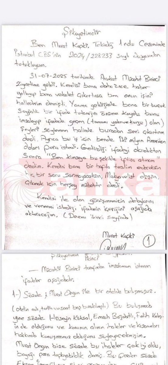 ozgurozeloglu's tweet photo. Özgür Özel, İBB soruşturmasında tutuklu olan Murat Kapki'nin şikayet dilekçesini paylaştı. https://t.co/TH35oWSkBQ