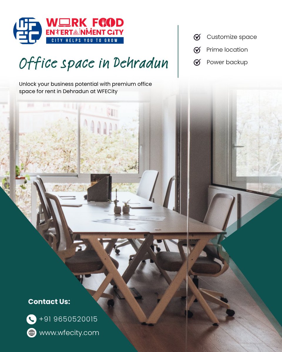 wfecity_'s tweet photo. Renting Office Space in Dehradun?
Here’s what to look for:
✅ High-speed internet
✅ Ample parking
✅ 24/7 security
✅ Meeting rooms
✅ Pantry/cafeteria
Find the best with 

Url: https://t.co/oWufVNtaiO
#WFECity #OfficeSpaceForRentInDehradun #WFECity
#commercialspaceforrent https://t.co/f7pPMeld5j