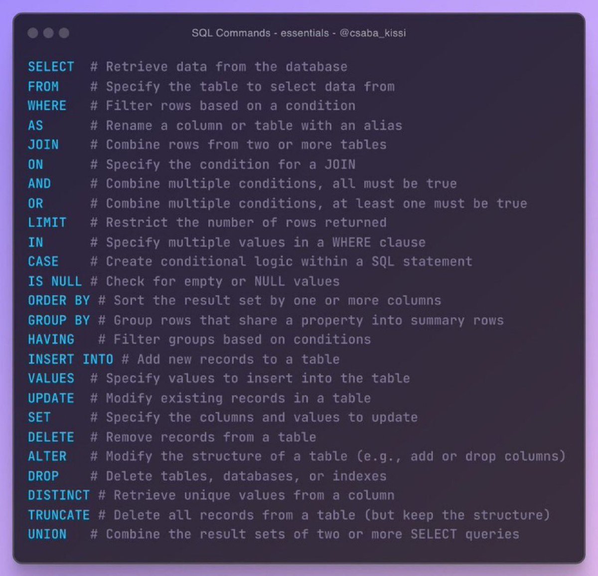 ezekiel_aleke's tweet image. SQL is not hard if you have this cheatsheet: