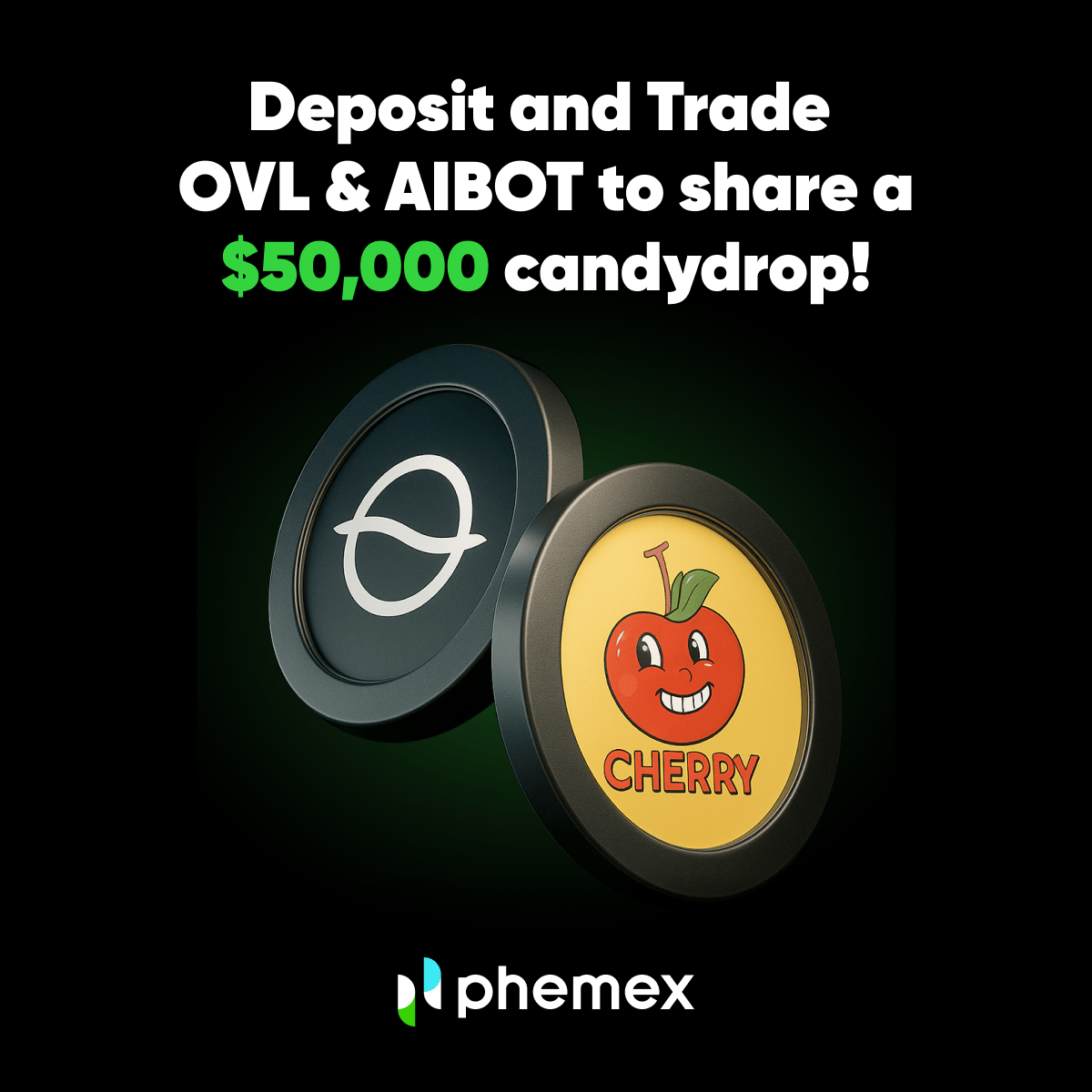 Phemex_official's tweet photo. 💰 The listings just dropped… now the rewards are here.

Trade OVL &amp; AIBOT on Phemex for your share of $50,000 in bonuses &amp; airdrops.

✅ Deposit
✅ Trade
✅ Invite

First come, first served 👉 https://t.co/LWpmqTHUpE https://t.co/T1JtOBH0bS