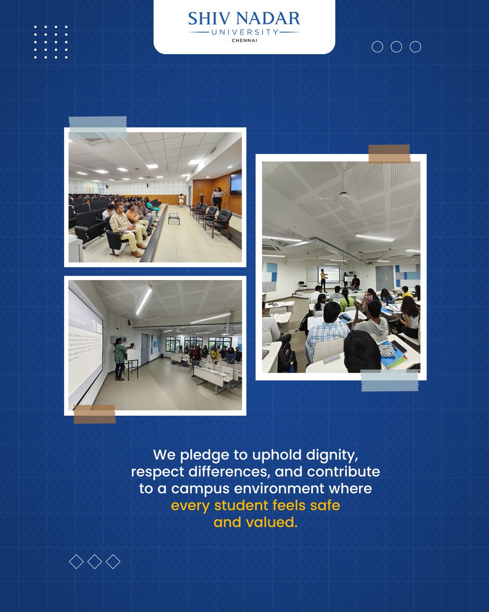SNUChennai's tweet photo. Shiv Nadar University Chennai marked National Anti-Ragging Week with sessions on legal & social impacts of ragging, campus support systems, and building a safe, respectful community.
#SNUChennai #AntiRaggingWeek #NoToRagging #CampusSafety https://t.co/IRLyWqGnNy