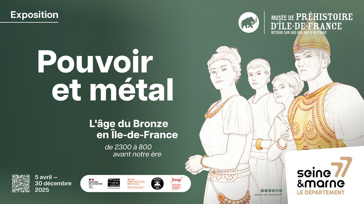 #IdeeDeSortie 🏺 | "L'âge du Bronze en Île-de-France, de 2300 à 800 avant notre ère" se révèle dans l’exposition "d’intérêt national" proposée par le musée de Préhistoire d’Île-de-France Musée de Préhistoire d'Ile-de-France. 
👉 swll.to/pouvoirmetal
<a href="/Prefet77/">Préfet de Seine-et-Marne</a> <a href="/Inrap/">Inrap</a>