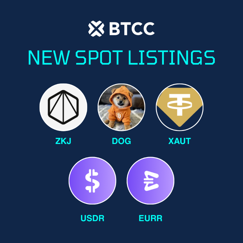 BTCCexchange's tweet photo. 🚨 New Spot Listings!

🔸 $ZKJ | @PolyhedraZK
🔸 $DOG | @DogOfBitcoin 
🔸 $XAUT | @tethergold 
🔸 $USDR | @StablRUSD 
🔸 $EURR | @stablreuro

Spot trading is live 🔥