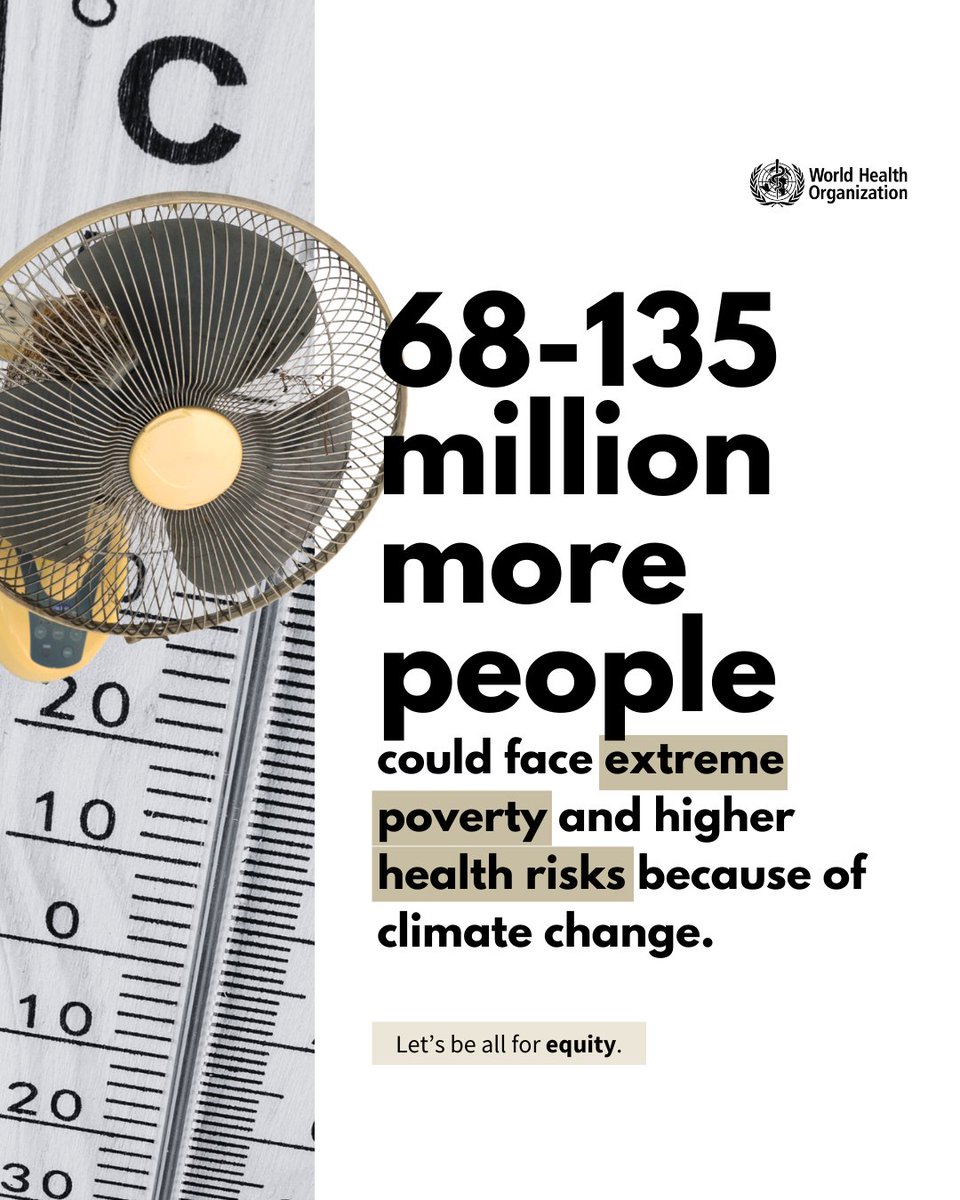 🌍 #ClimateChange impacts access to resources that support health and longevity.

Did you know that over the next 5 years, climate change is expected to push an additional 68–135 million people into extreme poverty? Already, air pollution causes 7 million early deaths per year.