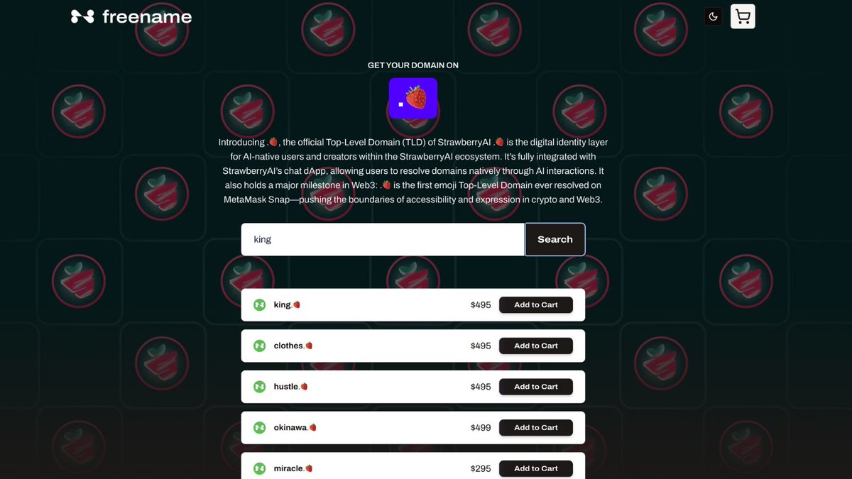 1/ The future of your on chain identity starts here

Yesterday we partnered with <a href="/freenamecom/">Freename</a> to make history: For the first time ever, you can own an emoji domain. 

Here’s how to lock yours in 👇