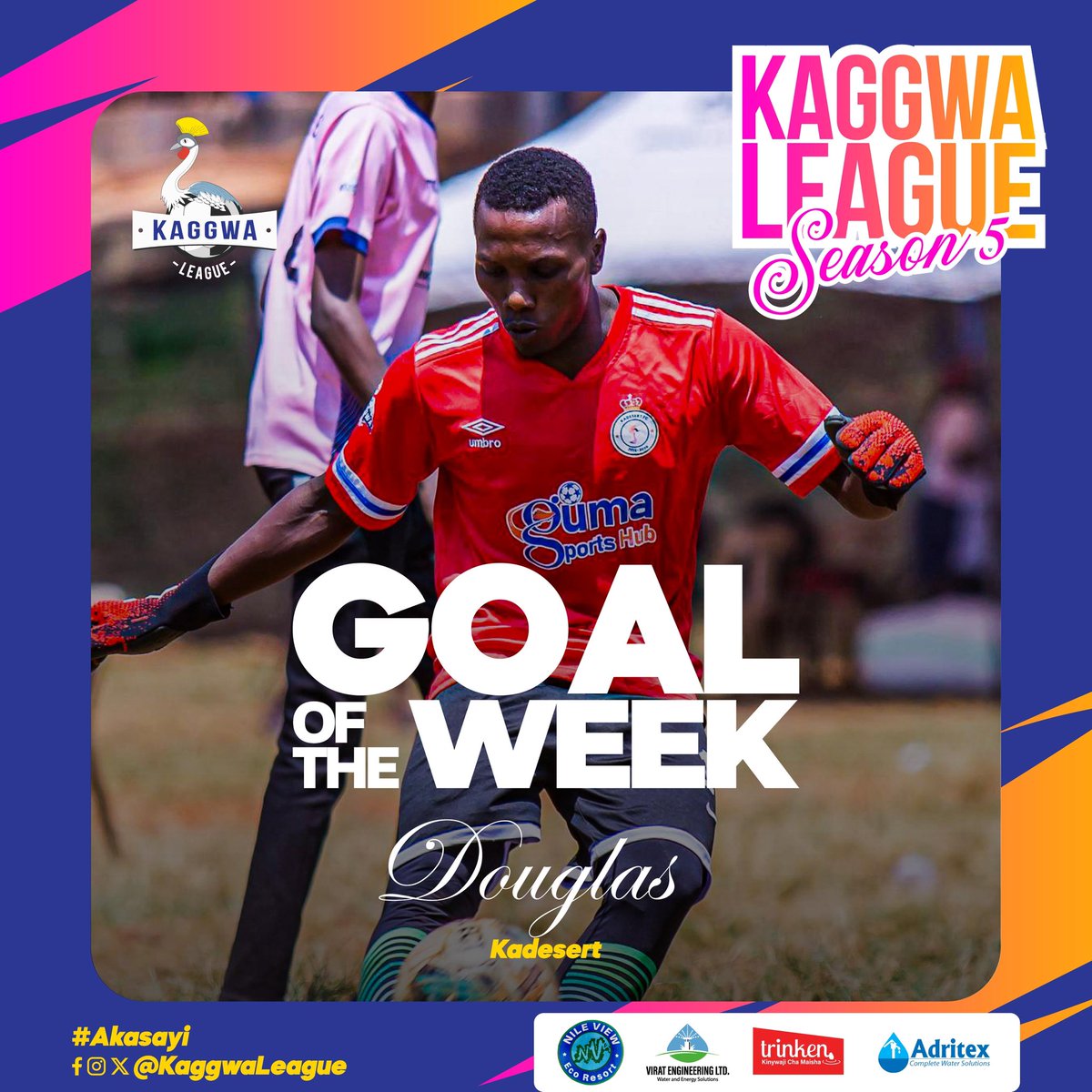 ⚽️:Presenting our Match Day1 Goal of the Week!

<a href="/Kadesert/">KADESERT FC</a>’s only strike by Douglas to seal a win against <a href="/MajambereFc/">Majambere_Fc</a>.

#KaggwaLeagueSN5 
#Akasayi
