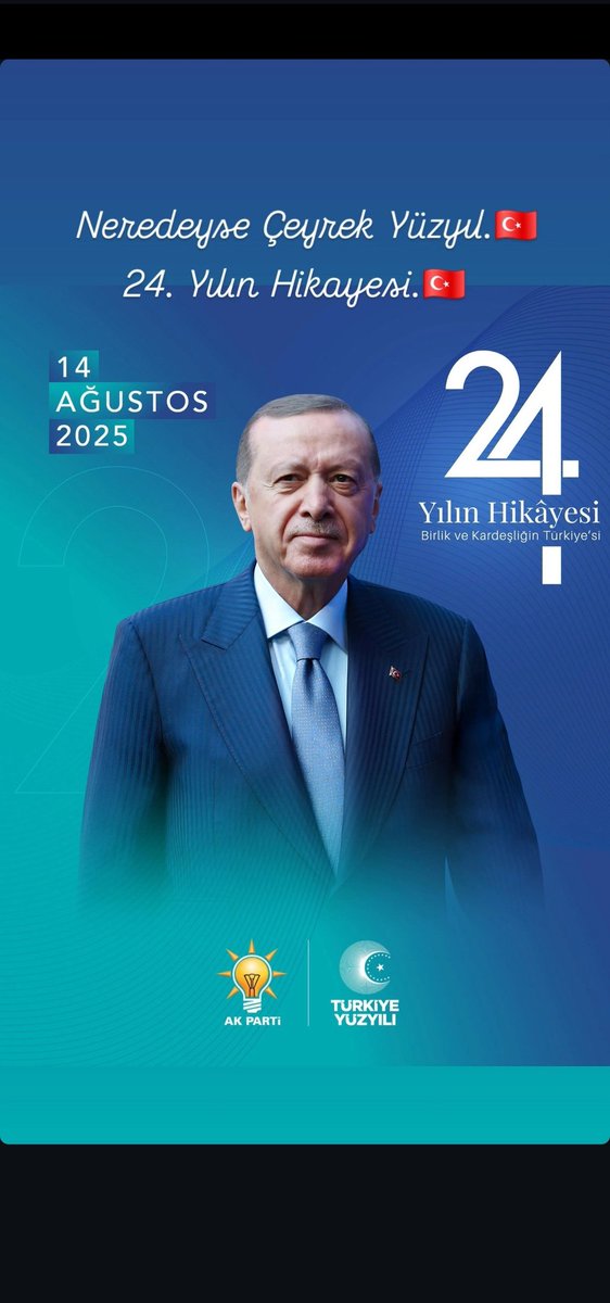 24 yıl... Neredeyse çeyrek asır.
Lideriyle, teşkilatıyla #AKParti24Yaşında