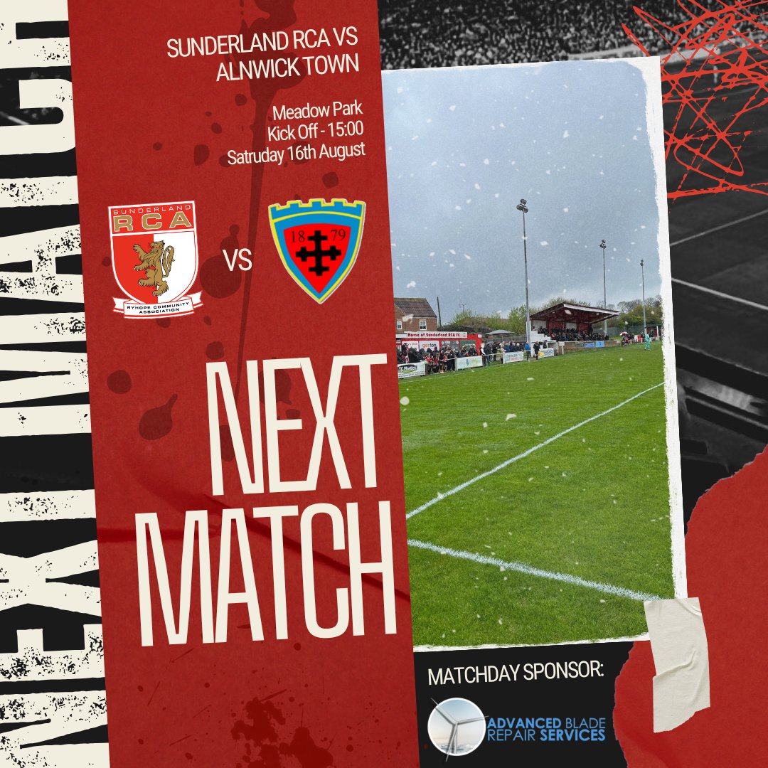 Sunderland RCA FC (@sunderlandrca) on Twitter photo Next Match | <a href="/AlnwickTownAFC/">Alnwick Town</a>
We're back at Meadow Park on Saturday for some more Northern League Division 2 action as we take on Alnwick Town.
ποΈ | Meadow Park
π | <a href="/EbacNorthernLge/">Ebac Northern Football League</a>
π΅ | Β£6 Adult / Β£4 Concession
β° | 15:00
#RCA Next Match | <a href="/AlnwickTownAFC/">Alnwick Town</a>
We're back at Meadow Park on Saturday for some more Northern League Division 2 action as we take on Alnwick Town.
ποΈ | Meadow Park
π | <a href="/EbacNorthernLge/">Ebac Northern Football League</a>
π΅ | Β£6 Adult / Β£4 Concession
β° | 15:00
#RCA