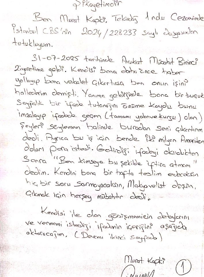 mmchabertr's tweet photo. #SONDAKİKA

Özgür Özel paylaştı: 

"İBB soruşturmasından tutuklu bulunan Murat Kapki, Mücahit Birinci'den şikayetçi oldu." https://t.co/V9gbvhR7Ec