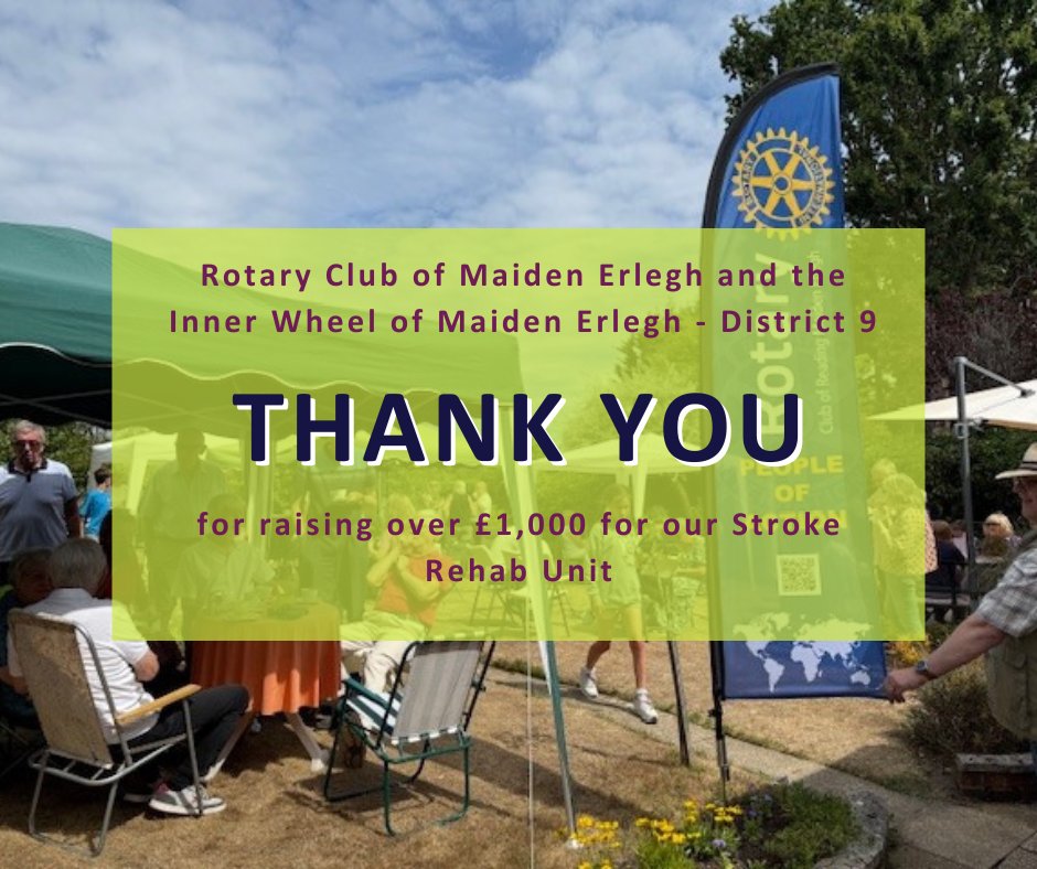 Huge thanks to Rotary Club of Maiden Erlegh &amp; Inner Wheel Club for raising £1,100 for the Stroke Rehab Unit at Royal Berks!

Over 70 guests enjoyed homemade cake, coffee &amp; chats in the sunshine.

Special thanks to Sheila for hosting – your support means so much!