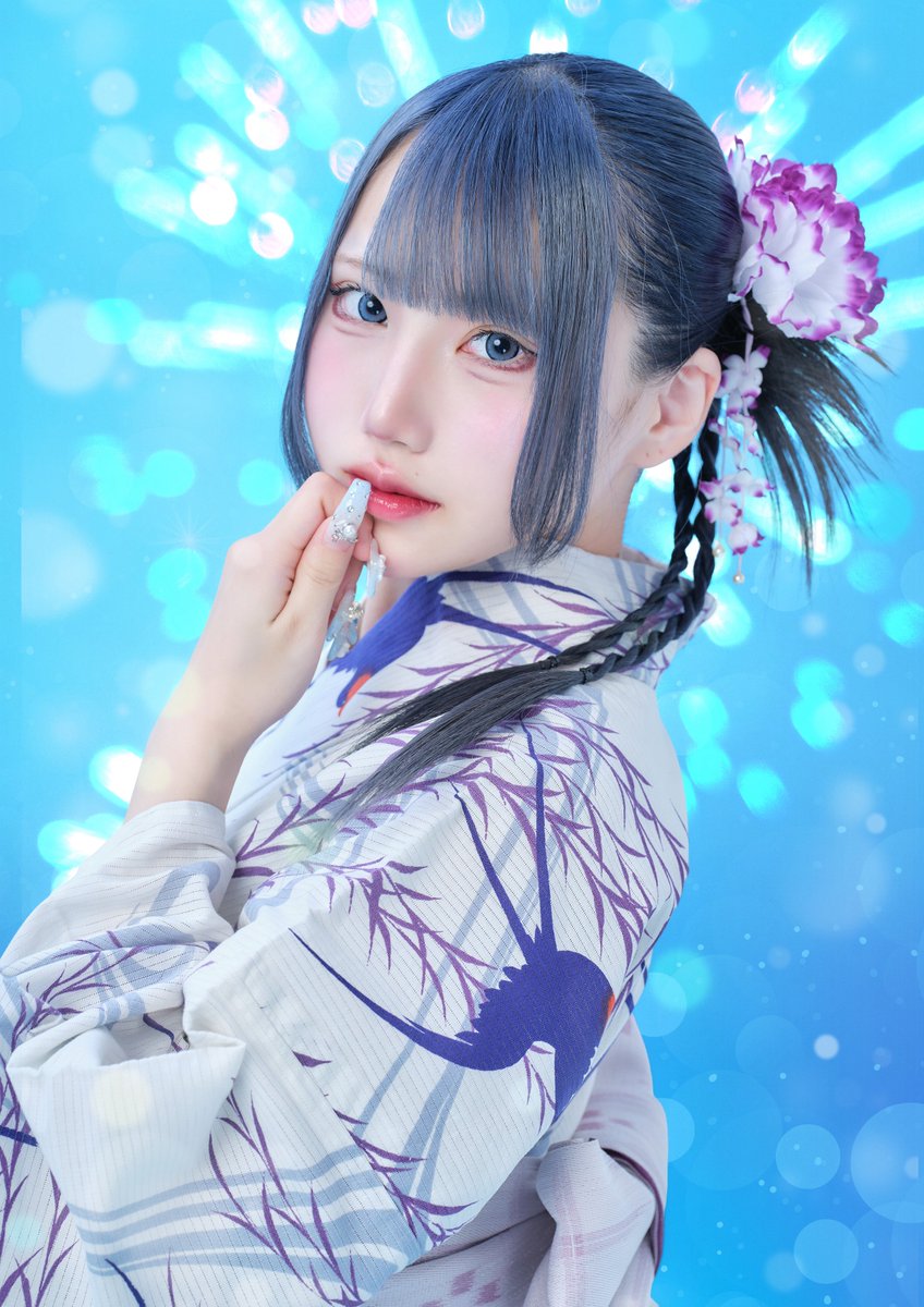 🎐浴衣ビジュアル公開🎐 ꙳˖°⌖.꙳꙳˖°⌖.꙳ 💙霞あげは 「車へ