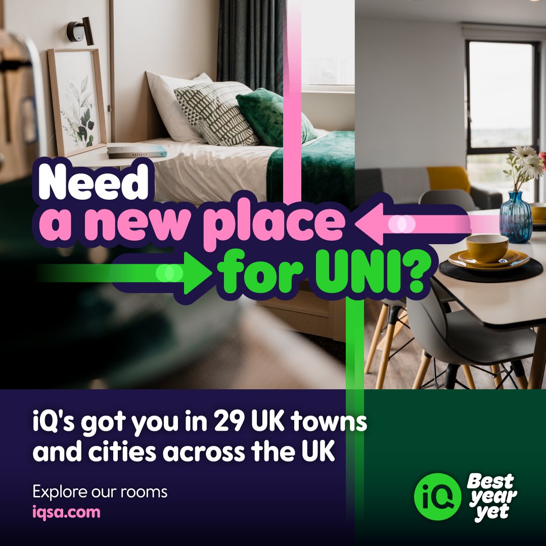 Happy Results Day from iQ! Congratulations on all of your hard work. 🙂👏

Even if things are looking a little different than planned, you can still make your best decision yet and book an iQ student home. 💪