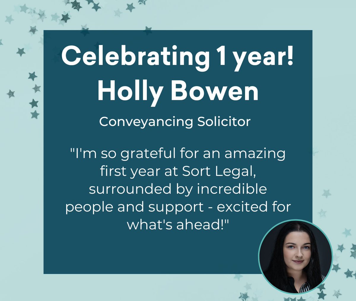 Celebrating Holly Bowen, our Conveyancing Solicitor's 1st work anniversary today! 🎉

Thank you Holly, for all your hard work &amp; expertise - we’re lucky to have you! 
From everyone at Sort 💜 💚 

#WorkAnniversary #TeamAppreciation #Conveyancing
