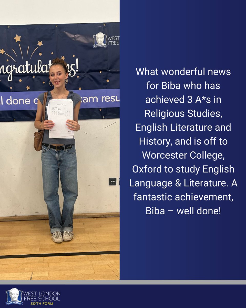 West London Free School Sixth Form (@wlfs_sixth_form) on Twitter photo Congratulations to Biba who is off to study English Language & Literature at <a href="/WorcCollegeOx/">Worcester College, Oxford</a>! #WLFSresults Congratulations to Biba who is off to study English Language & Literature at <a href="/WorcCollegeOx/">Worcester College, Oxford</a>! #WLFSresults