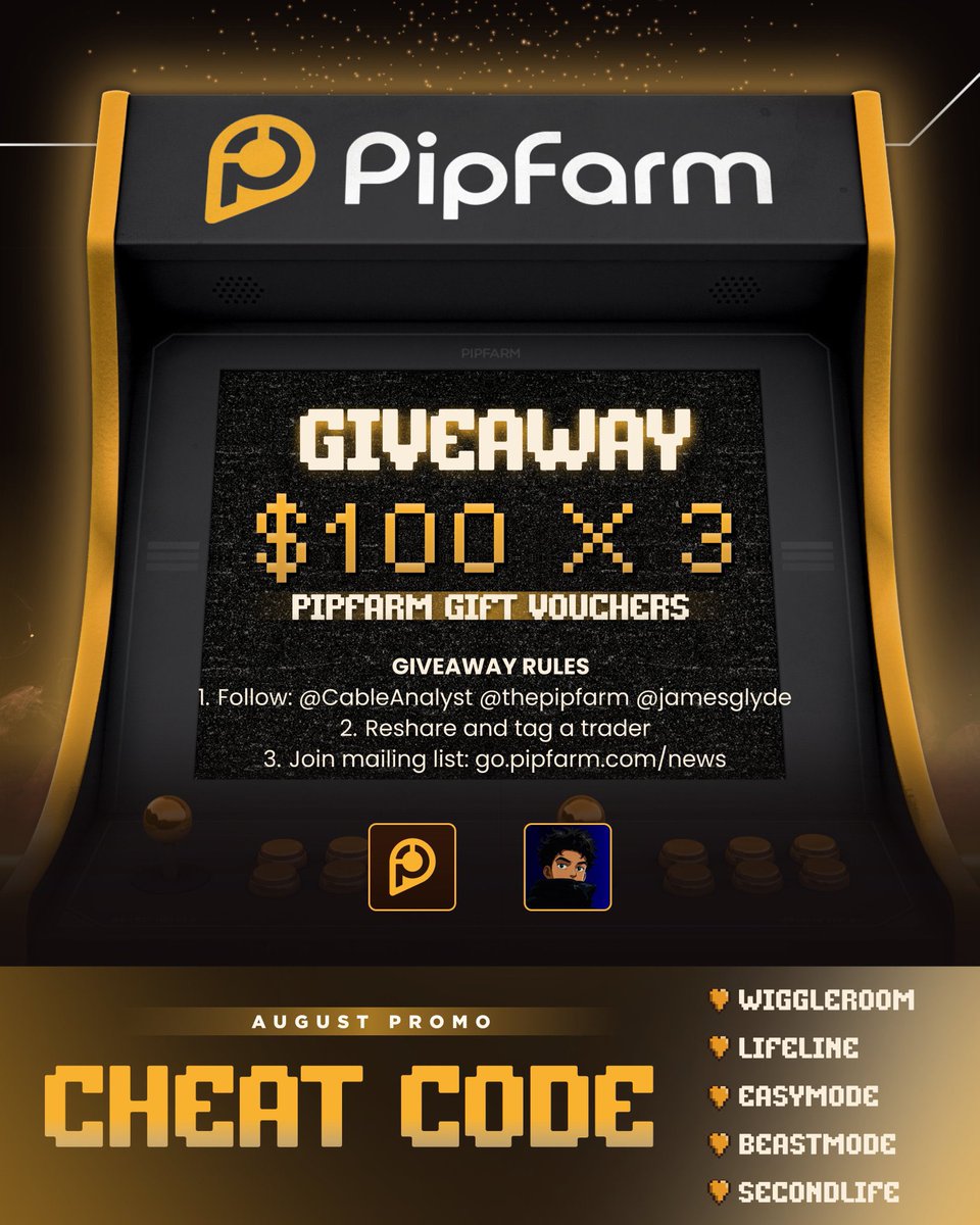 Ola Daniel (@cableanalyst) on Twitter photo π$100 x 3 PIPFARM GIFT VOUCHERSπ
How to win
1. Follow <a href="/CableAnalyst/">Ola Daniel</a> <a href="/thepipfarm/">PipFarm | Funded Trader Firm</a> <a href="/Jamesglyde/">James Glyde</a> & <a href="/FunisEnterprise/">Funis Enterprise</a> 
 
2. Reshare and tag a trader
3. Join mailing list: go.pipfarm.com/news π$100 x 3 PIPFARM GIFT VOUCHERSπ
How to win
1. Follow <a href="/CableAnalyst/">Ola Daniel</a> <a href="/thepipfarm/">PipFarm | Funded Trader Firm</a> <a href="/Jamesglyde/">James Glyde</a> & <a href="/FunisEnterprise/">Funis Enterprise</a> 
 
2. Reshare and tag a trader
3. Join mailing list: go.pipfarm.com/news