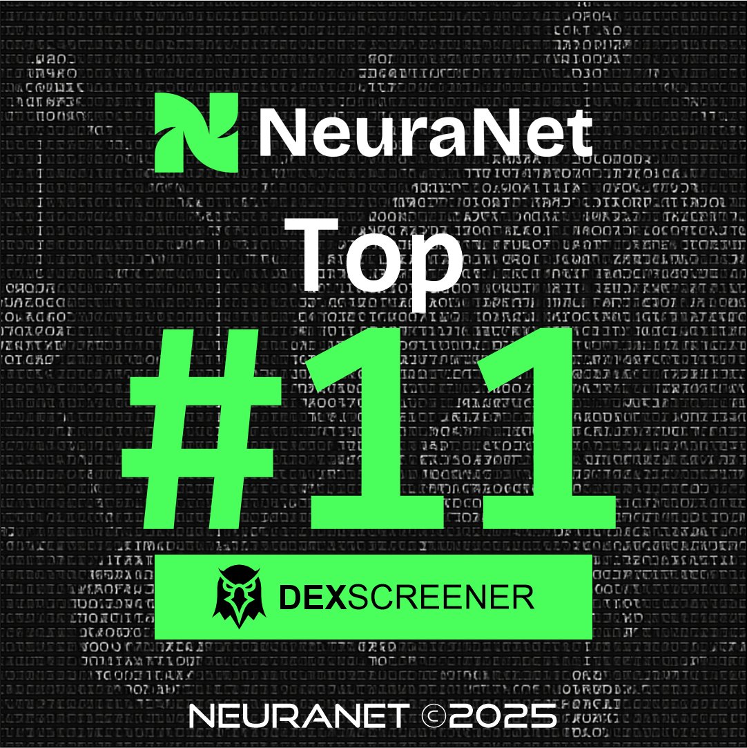 neuranetwork's tweet photo. BREAKING: $NEURA just hit Top #11 on Dexscreener—speed, power, and potential in one token!

https://t.co/o37D3EEZrv https://t.co/XOjOTlRawi