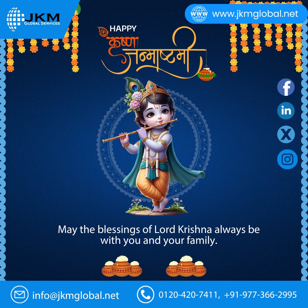 jkm_global's tweet photo. 🙏 Wishing you a blessed &amp; joyous Krishna Janmashtami! May Lord Krishna fill your life with love, peace, and happiness. 🪔

👉 https://t.co/0wQDlal3zx 👈

#jkmglobalservices #HappyKrishnaJanmashtami #Janmashtami2025 #KrishnaBhakti #DivineBlessings #KrishnaLeela #HareKrishna https://t.co/8IwHWbDT4y