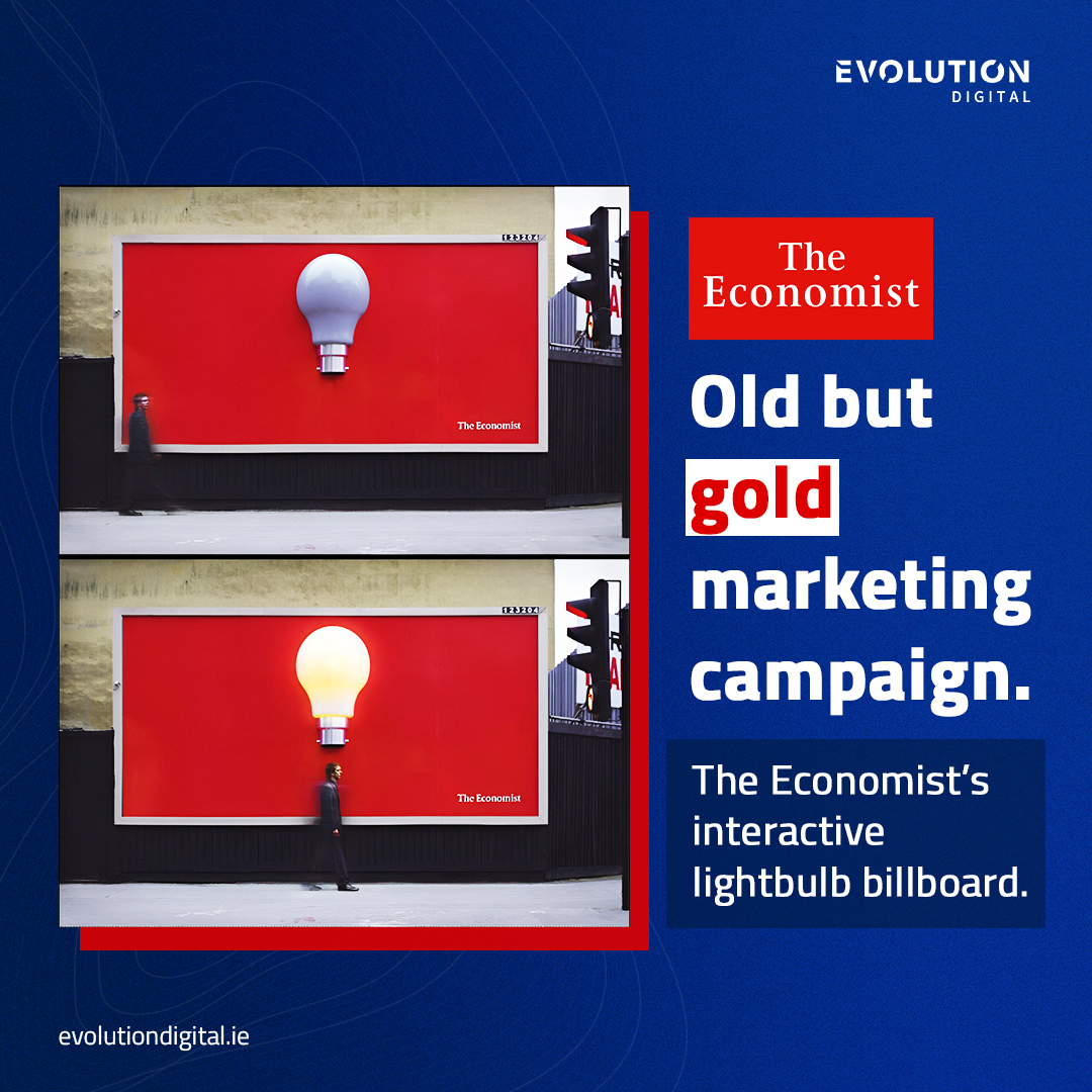 Old but gold: The Economist’s interactive lightbulb billboard. 💡

In 2005, As people walked beneath the billboard, a single lightbulb lit up above their heads.. a clever nod to ideas being sparked.

No hard sell. No noise. Just brilliant brand storytelling in one moment.