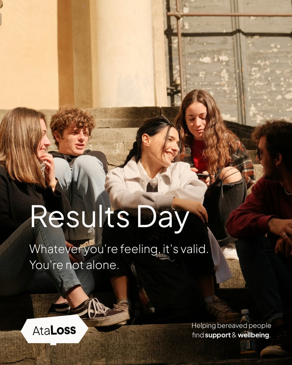 AtaLosscharity's tweet photo. #ResultsDay25 can be tough if youβve been bereaved. Pride mixed with sadness for the person you wish could share it with youπ Youβre not alone. Find free, confidential help via our Grief Support Finder π https://t.co/QsUV6A9nx6
#ALevelResults #TLevelResults #BereavementSupport https://t.co/WbOrqlHzAe