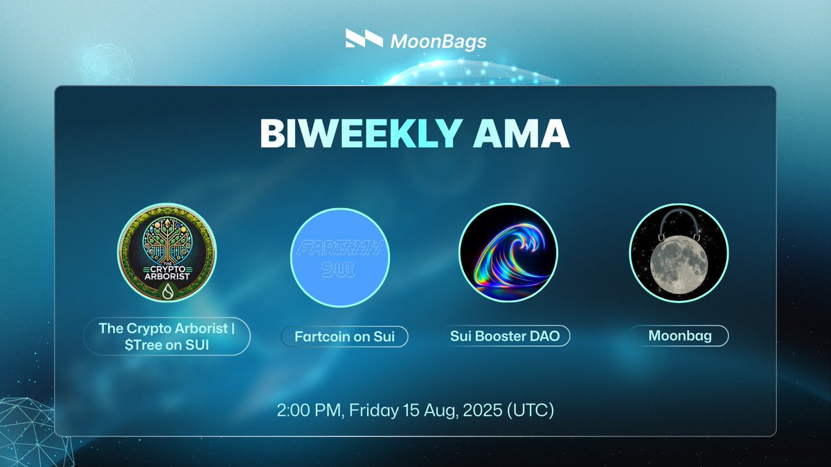 moonbags.io (@moonbags_io) on Twitter photo MoonBags Bi-weekly AMA 2
Join us as we dive into the Memecoin wave on SUI with token launches on MoonBags!
🗓️ Time: 2PM, 15 August, 2025 (UTC)
🎤 Special Guests: <a href="/suifartcoin/">Fartcoin on Sui 💨</a> , <a href="/suibooster/">Booster</a> , <a href="/moonbagsui/">Moonbag</a> , <a href="/thickquidity/">The Crypto Arborist | $Tree on SUI</a>
Turn on your reminders now because this AMA is going to MoonBags Bi-weekly AMA 2
Join us as we dive into the Memecoin wave on SUI with token launches on MoonBags!
🗓️ Time: 2PM, 15 August, 2025 (UTC)
🎤 Special Guests: <a href="/suifartcoin/">Fartcoin on Sui 💨</a> , <a href="/suibooster/">Booster</a> , <a href="/moonbagsui/">Moonbag</a> , <a href="/thickquidity/">The Crypto Arborist | $Tree on SUI</a>
Turn on your reminders now because this AMA is going to