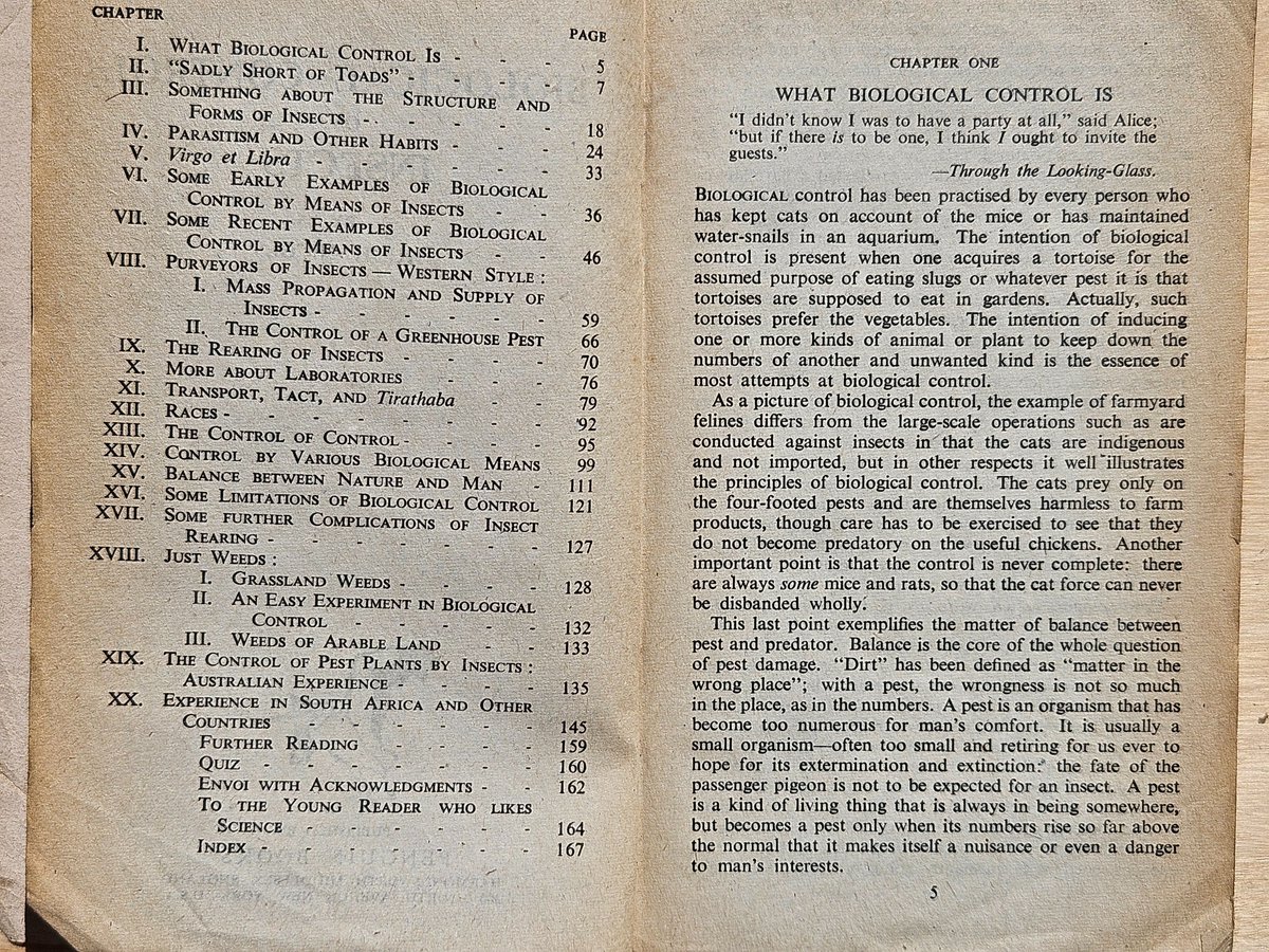 vivyouell's tweet image. One from the #bookshelf- 1943 Pelican book, &quot;The Biological Control of Insects&quot;, with Alice in Wonderland quotes at start of each chapter, WW2 dig for Victory ad for Mars Bar &amp;amp; request to leave book at a Post Office for service people. Splendid
#penguinbooks #books #booklover
