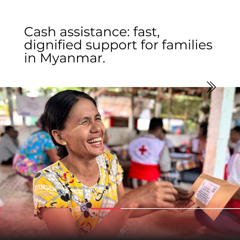 ifrc's tweet photo. 💨 After #TyphoonYagi, the @MyanmarRedCross, supported by IFRC, provided over 614 million MMK to 1,536 households 🏠.
“The whole village is happy. I’m very grateful to MRCS.”
🌍 Local action + global solidarity = aid that’s fast, fair, and rooted in real needs.