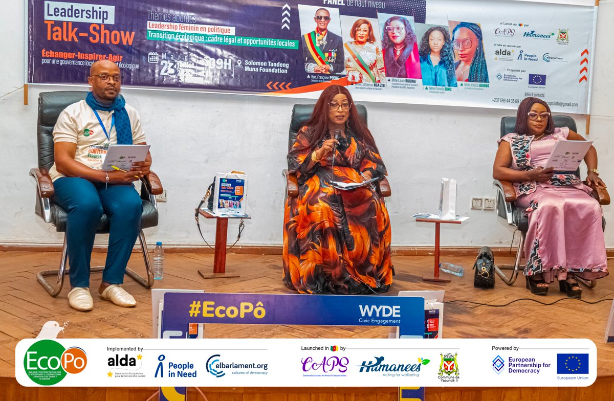 humaneesCMR's tweet photo. 🟣 #EcoPô, le leadership politique des femmes
🎙️« Les femmes veulent être visibles, influentes et actrices du changement dans leur commune. » — Mme Brigitte Nga Zibi, 3ᵉ adjointe au Maire de Yaoundé II, lors d’un talk-show organisé par #CAPScmr & #Humanees le 23 juillet 2025. https://t.co/DB43WXyGxr