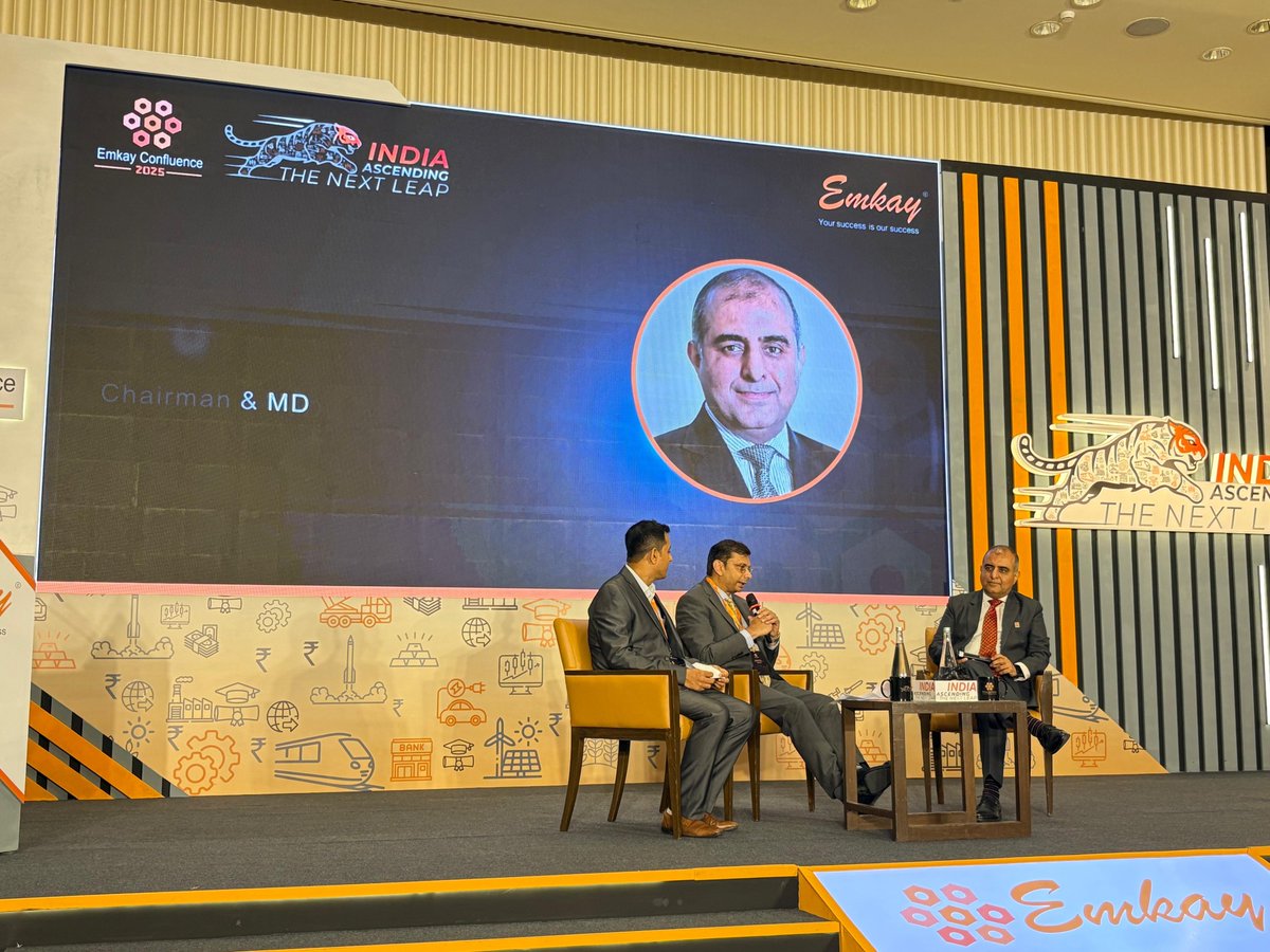 HPCL's tweet image. In every leap that India takes, energy is the silent force propelling it forward.
At Emkay Confluence 2025, our CMD, Shri Vikas Kaushal, spoke about how HPCL is driving this momentum — from securing the nation’s energy needs to championing sustainable growth for the future.

With…