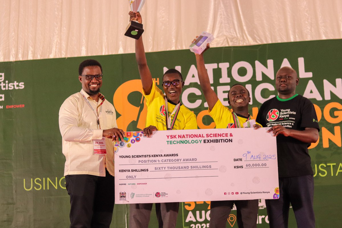 YSTKenya's tweet photo. Celebrating #YSK2025 Social and Behavioural Winners!🥳
They were awarded for their creativity and empathy by Dr. Julius Butime, Dean of the School of Computing and Engineering Sciences, @StrathU.
Congratulations winners!! 👏
#YSKExhibition #SocialImpact #InnovationWithPurpose https://t.co/WjTbU7nAM9
