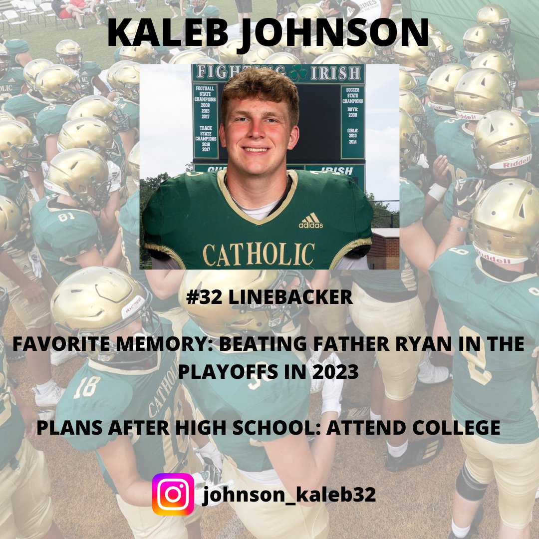 KCIrishFootball's tweet photo. Senior Spotlight: Kaleb Johnson 🏈 🍀 https://t.co/wjt5Z28NmI